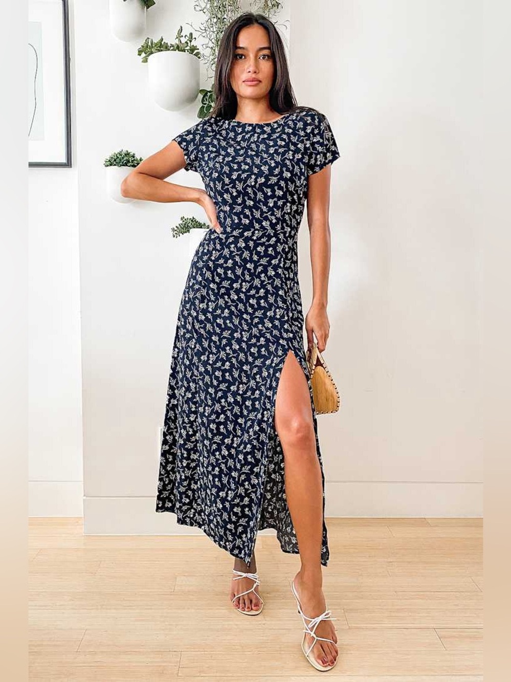 Lulus New Desires Navy Blue Floral Print Backless Maxi Dress Sz XL NWT Flirty - Picture 2 of 16